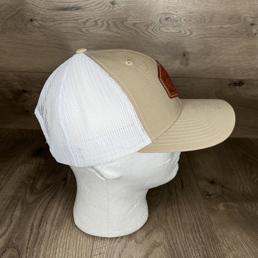 Rodeo World Championship Truckers Hat Tan And White Leather Patch - Picture 4 of 12
